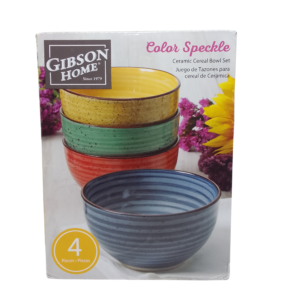 GIBSON CEREAL BOWLS 4PK COLORS